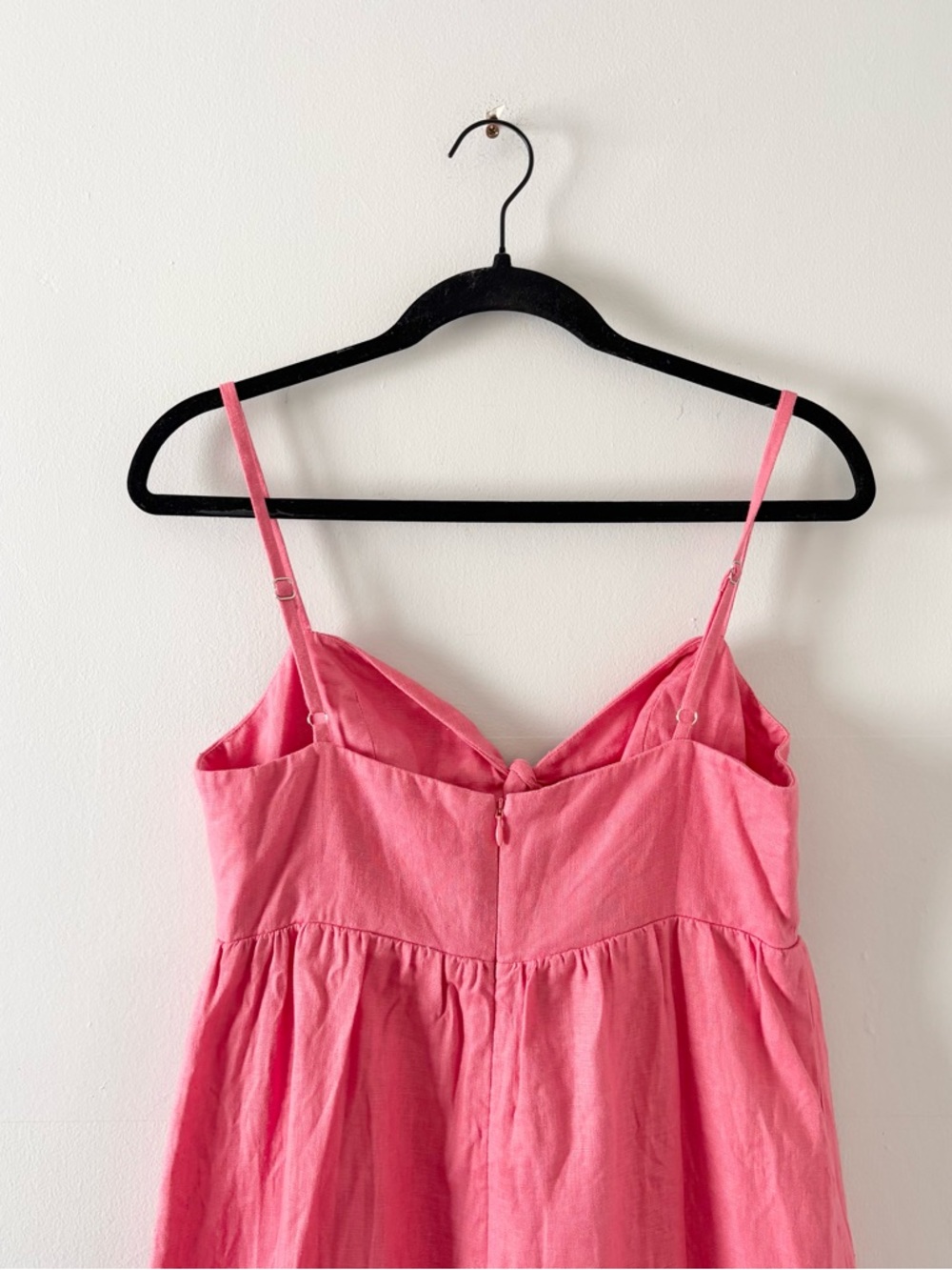 Reformation Ryland Linen Dress Mini Sweetheart Neckline Front Tie Knit Pink - Picture 9 of 10